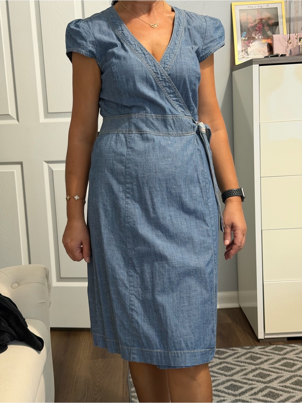 Tommy Hilfiger Light Blue Denim Wrap Midi Dress